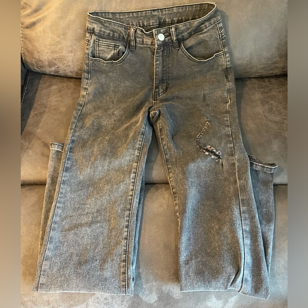 Black high rise flared jeans